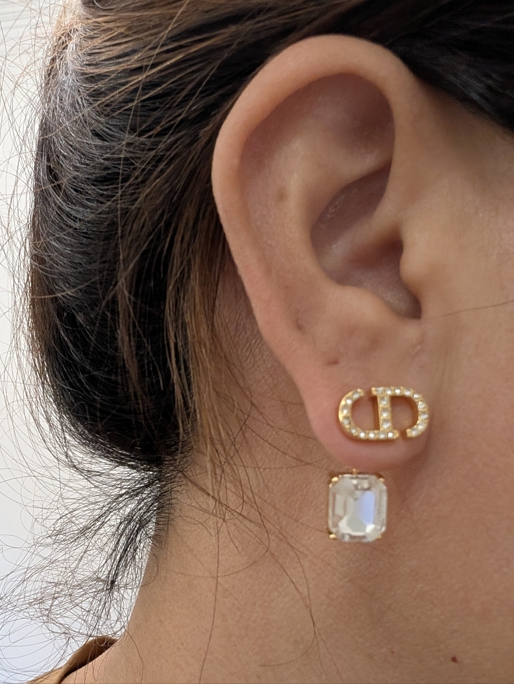 Christian Dior Mismatch Drop Earrings - Gold Tone | Pre-owned - Picture 2 of 8